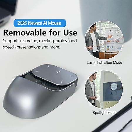 Cooger1, Detachable AI Air Mouse, Wireless, AI Recording, All in one