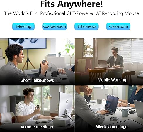 Cooger1, Detachable AI Air Mouse, Wireless, AI Recording, All in one