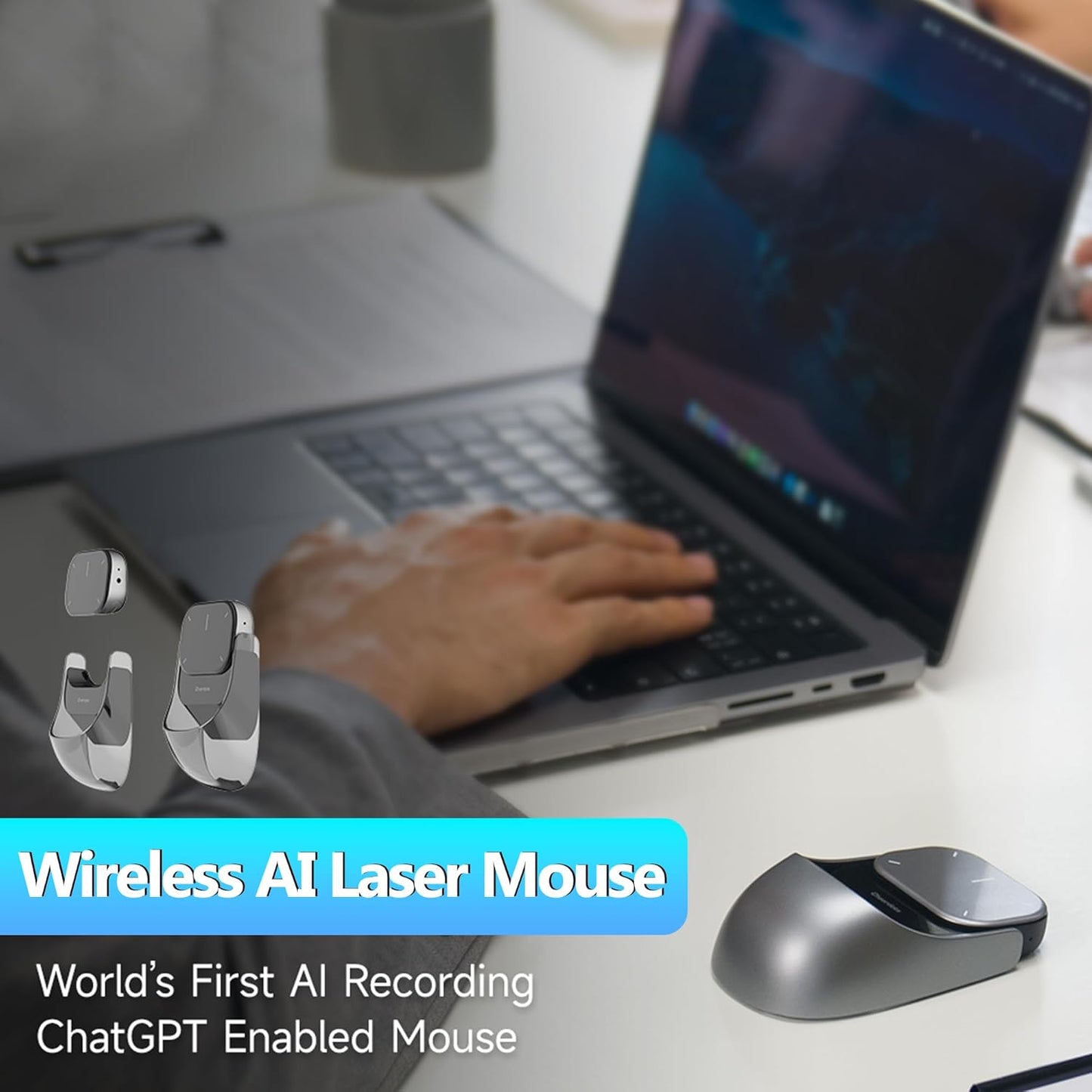 Cooger1, Detachable AI Air Mouse, Wireless, AI Recording, All in one