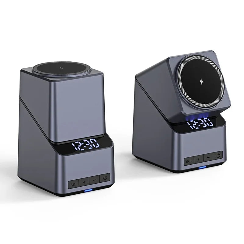 Cooger1 ,4in1 Electric Rotating Magnetic Wireless Charger, Time Display, Touch Rotation for IPhone, Watch, AirPods.