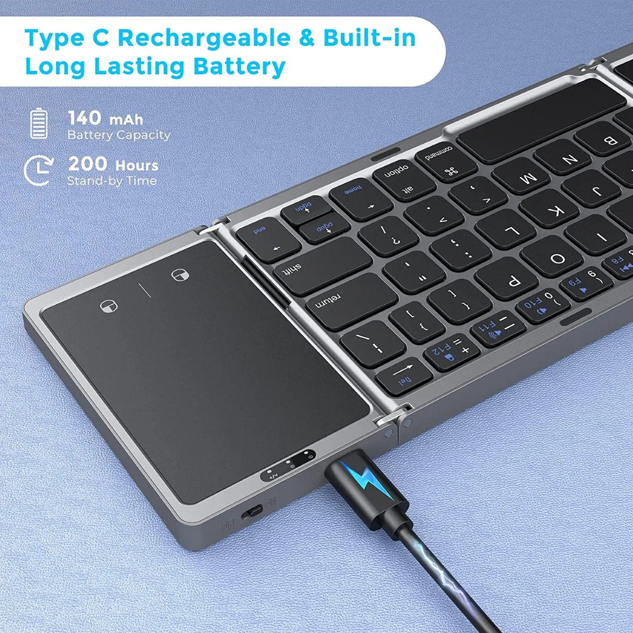 Cooger1 Wireless, Bluetooth, Rechargeable Folding Portable Keyboards for PC Mac Smartphone Windows iOS Android