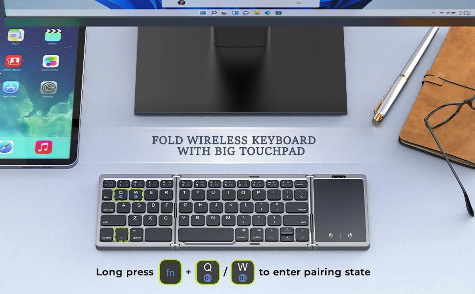 Cooger1 Wireless, Bluetooth, Rechargeable Folding Portable Keyboards for PC Mac Smartphone Windows iOS Android