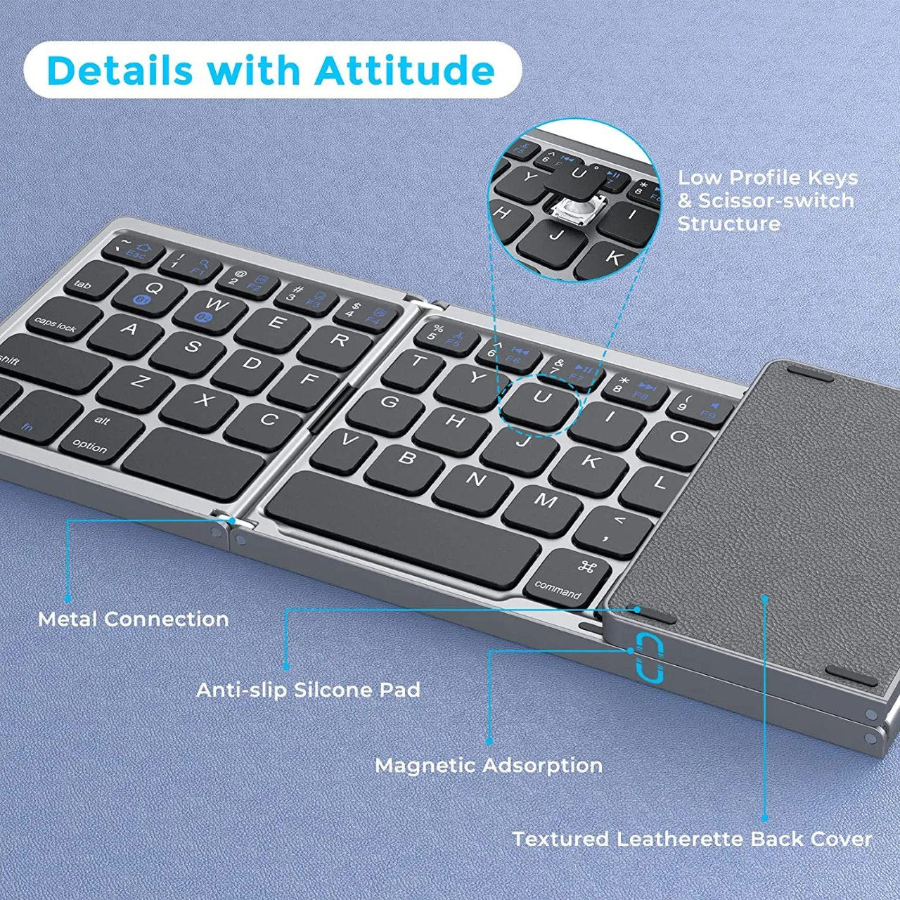 Cooger1 Wireless, Bluetooth, Rechargeable Folding Portable Keyboards for PC Mac Smartphone Windows iOS Android