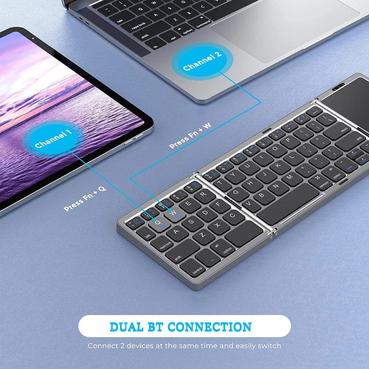 Cooger1 Wireless, Bluetooth, Rechargeable Folding Portable Keyboards for PC Mac Smartphone Windows iOS Android