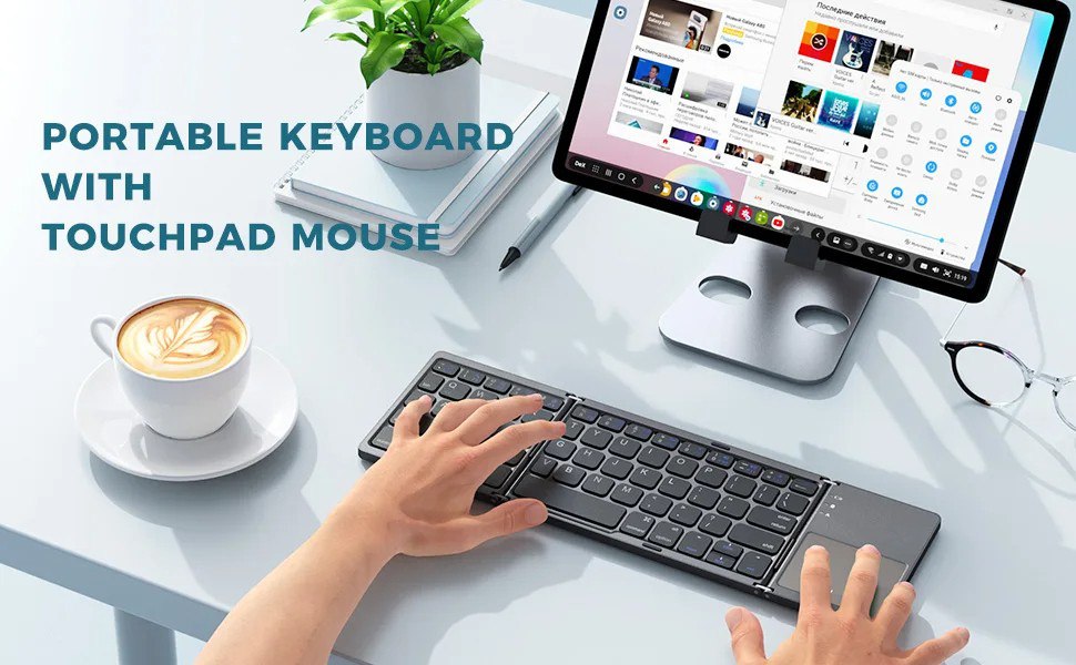 Cooger1 Wireless, Bluetooth, Rechargeable Folding Portable Keyboards for PC Mac Smartphone Windows iOS Android